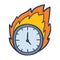 Time fire deadline on passion ambition single isolated icon with doodle colorfull color style
