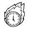 Time fire deadline on passion ambition single isolated icon with sketch hand drawn outline style