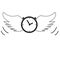 Time flies icon on white background. flat style. time sign. time flies wing symbol