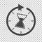 Time icon. Flat vector illustration with hourglass on isolated b