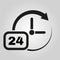 Time icon. Time and watch, timer, 24 hours symbol. UI. Web. Logo. Sign. Flat design. App. Stock