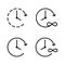 Time infinity line icons set on white background
