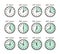 Time intervals on different dials for change or cooking time