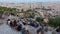 Time Lapce Barcelona aerial panarama, people sitting on Bunker Del Carmel, Spain