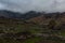 Time Lapse 4K. Russia, North Ossetia, the Caucasus Mountains in cloud formation the ancient settlement