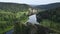 Time lapse of Agidel river and beautiful Insebika rock with Russian flag