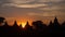 Time lapse of amazing sunset over ancient Buddhist Temple silhouette at Bagan. Myanmar (Burma)