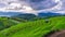 Time lapse of asian rice field terrace on mountain side in Pabongpiang village, Chiang mai province,Thailand.