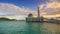 Time-lapse of beautiful floating mosque at Pangkor Island during sunrise.