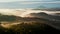 Time lapse beautiful mist flowing in valley of national park Czech Switzerland. White fog flowing down in rover valley.