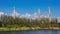 Time lapse with cloud movement over petrochemical, petroleum, chemical plant industrial with refinery to produce petrochemical