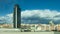 Time lapse of clouds passing by above city. Rain cloud formation in the sky above the city before heavy rain