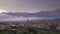 Time lapse of colourful sunset over Italian city skyline of Florence, with cathedral Santa Maria del Fiore and river, Tuscany Ital