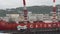 Time lapse: container terminal commercial sea port, unloaded container ship Sevmorput - Russian nuclear-powered icebreaker lighter