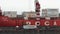 Time lapse: crane unloaded container cargo ship Sevmorput - nuclear-powered icebreaker lighter aboard ship carrier