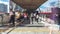 Time-lapse of crowded Asian people walk on public pedestrian walkway. Commuter lifestyle, Asia city life, transportation concept