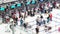 Time-lapse of crowded traveler people wait in queue at international airport check in counter in Thailand