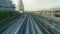 Time lapse of elevated metro train journey Tokyo