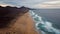 Time lapse flight over desert beach on Fuerteventura island, Spain