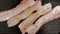 TIME-LAPSE: Frying many strips of bacon - Top view