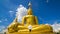 Time Lapse Gold Buddha Statue In Wat Chiang Yeun Temple Of Chiang Mai, Thailand And Beautiful Sky