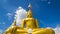 Time Lapse Gold Buddha Statue In Wat Chiang Yeun Temple Of Chiang Mai, Thailand And Beautiful Sky