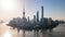 Time-lapse or Hyper-lapse Aerial View of Oriental Pearl Tower Financial District Pudong on Early Morning.