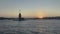 Time lapse of Istanbul Maiden Tower kiz kulesi at sunset on the entrance to Bosporus Strait in Istanbul, Turkey.