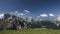 Time lapse of landscape at Dolomite Alps at Three Peaks in summer, with lake and mountains, South Tyrol Italy