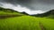Time lapse  movement of sky cloudy over the mountain green field of local rice terrace