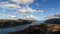 Time Lapse Movie of fast moving white clouds over Columbia River Gorge along interstate highway 84