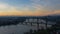 Time Lapse Movie of Sunrise Over Downtown City of Portland Oregon with Bridges and Moving Clouds One Early Morning 1080p