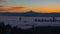 Time Lapse Movie of Thick Dense Rolling Fog Over Downtown City of Portland Oregon with Snow Covered Mount Hood One Early Morning