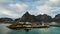 Time lapse - moving clouds over the fishing village of Sakrisoy