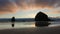 Time Lapse of Moving Clouds at Sunset on Cannon Beach along Oregon Coast Pacific Ocean 1080p