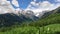 Time-lapse. Mt. Ushba double peak in the summertime