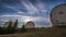 Time lapse with old military station. View on abandoned radar station Pamir with spherical roofs. Time lapse video with cool cloud