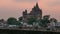 Time lapse at Orchha Palace, hindu temple, cityscape at sunset, Madhya Pradesh.