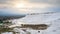 Time Lapse of Pamukkale cotton castle with skyline in Denizli, Turkey