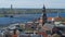 Time lapse panorama View at Riga from the tower of Saint Peter`s Church, Latvia.