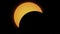 Time lapse of partial solar eclipse. The moon mostly covers the visible sun. Natural phenomenon of near full orange sun eclipse.