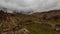 Time Lapse. Russia, North Ossetia, the Caucasus Mountains in cloud formation the ancient settlement