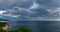 The time lapse in the sea bay in the pre-storm time, the emergence of a tornado, a beautiful seascape, the beginning of