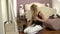 Time Lapse Sequence Of Teenage Girl Drying Hair In Bedroom