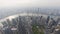 Time lapse of shanghai bund, modern city in air pollution, aerial view of bund skyline in dusk, ships sailing on huangpu river