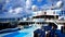 Time lapse shot of the swimming pool on a cruise ship