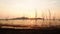 Time Lapse Silhouette of Dry tree in water at Bang Phra Reservoir in sunset, Sriracha District ,Chonburi, Thailand