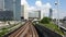 Time Lapse of the skyline Uno City Vienna with underground railway