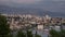 Time lapse of sunset over Croatian city Split with harbour and skyline, mountains in background, Croatia