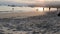 Time lapse at sunset. People walking on the beach of Tabatinga / Sao Paulo / Brazil.